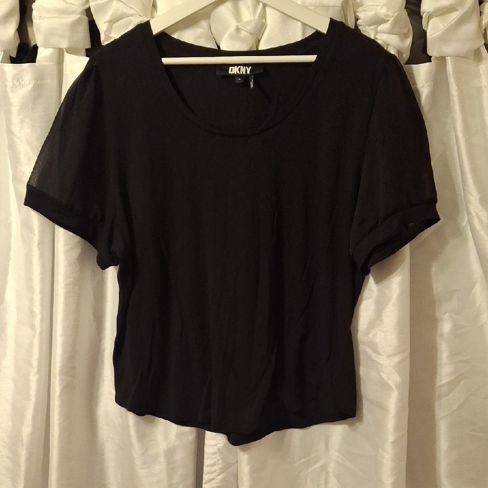 DKNY Classic Black Short Sleeve Top XL
